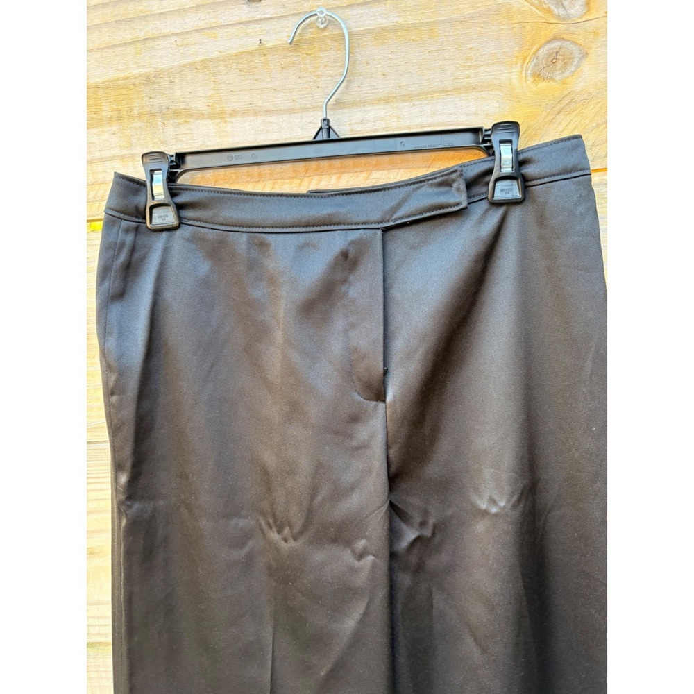 Signature by Larry Levine Black Satin Wide Leg Dress Pants Trousers Women Size 8 - Picture 3 of 7